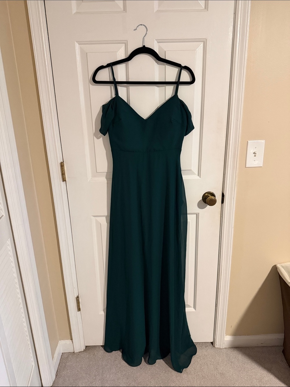 Birdy Grey Emerald Green Off-Shoulder Maxi Dress